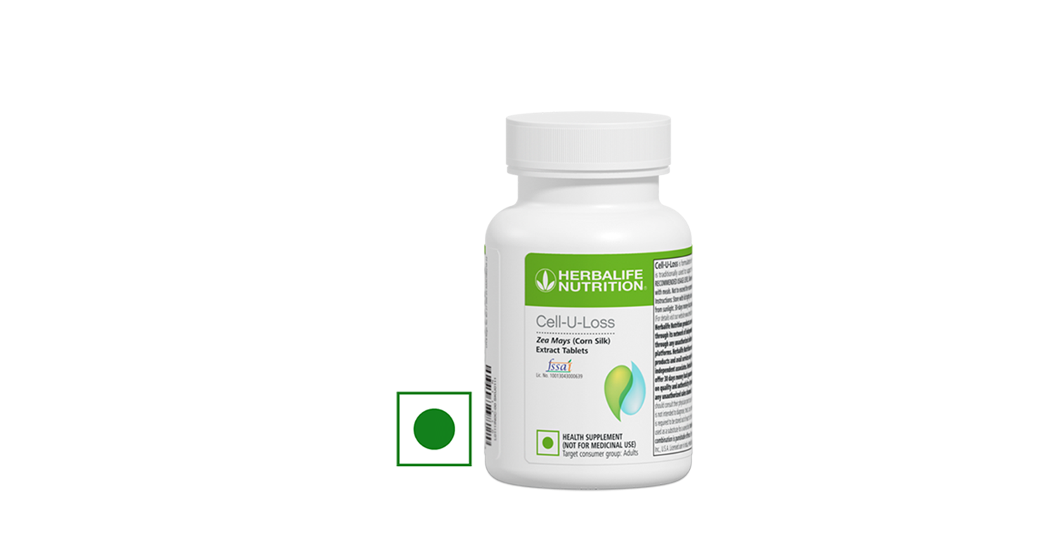 Amber supplement bottle with herbal capsules and dried herbs